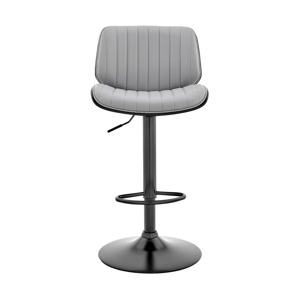 Gray And Black Fabric And Iron Adjustable Height Swivel Bar Chair HomeRoots