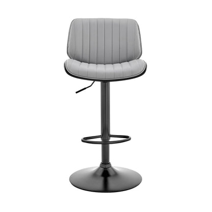 Gray And Black Fabric And Iron Adjustable Height Swivel Bar Chair HomeRoots