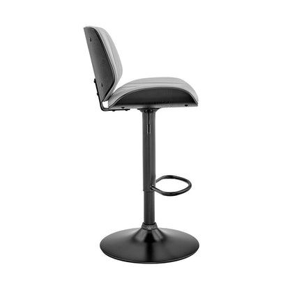 Gray And Black Fabric And Iron Adjustable Height Swivel Bar Chair HomeRoots