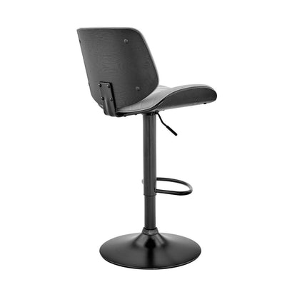 Gray And Black Fabric And Iron Adjustable Height Swivel Bar Chair HomeRoots