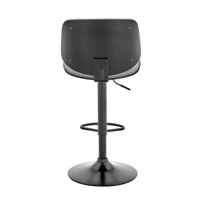 Gray And Black Fabric And Iron Adjustable Height Swivel Bar Chair HomeRoots