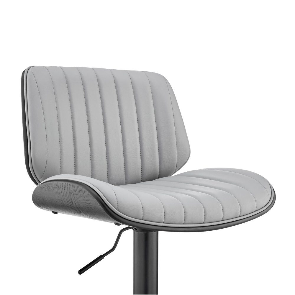 Gray And Black Fabric And Iron Adjustable Height Swivel Bar Chair HomeRoots