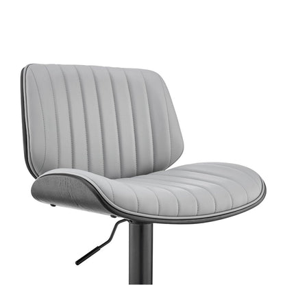 Gray And Black Fabric And Iron Adjustable Height Swivel Bar Chair HomeRoots