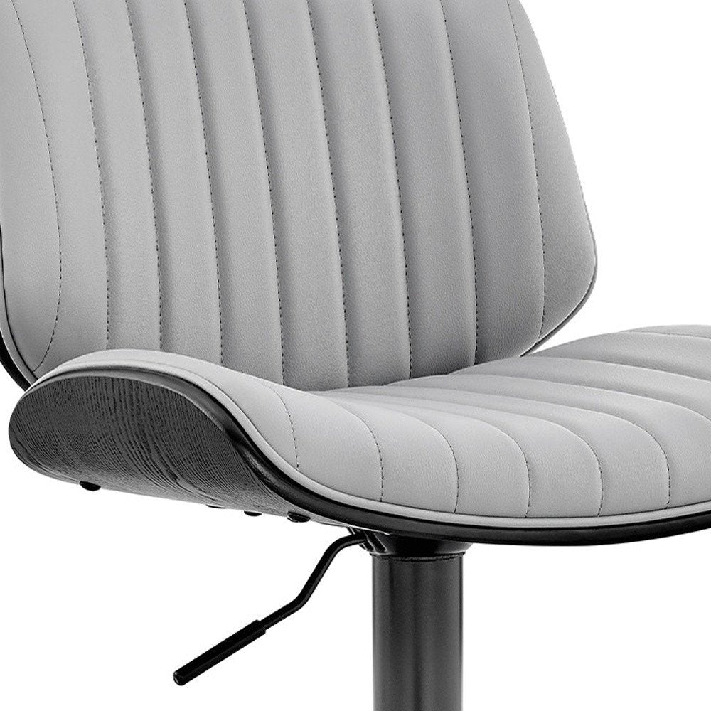 Gray And Black Fabric And Iron Adjustable Height Swivel Bar Chair HomeRoots