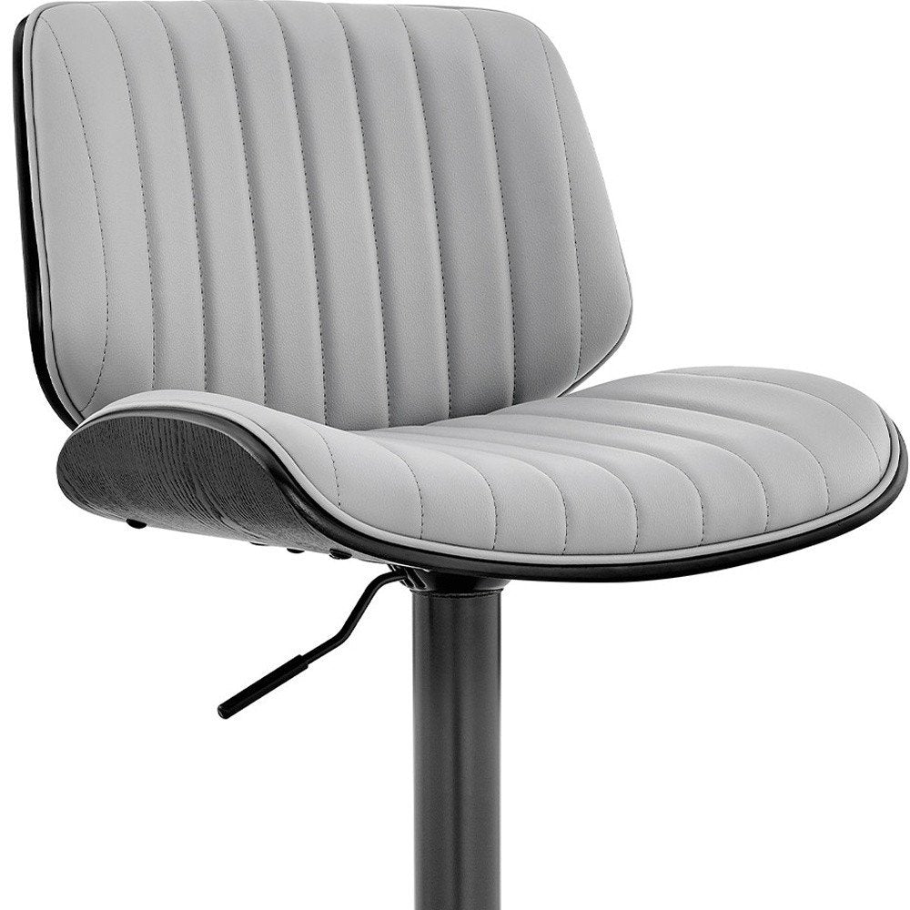 Gray And Black Fabric And Iron Adjustable Height Swivel Bar Chair HomeRoots