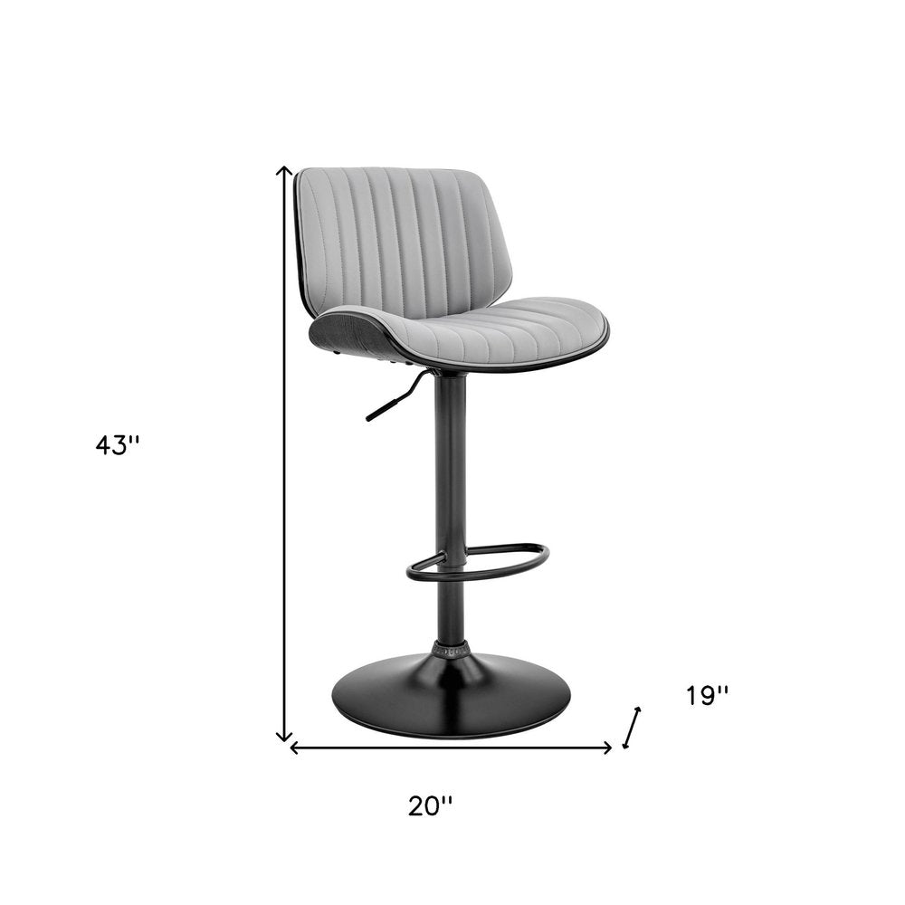 Gray And Black Fabric And Iron Adjustable Height Swivel Bar Chair HomeRoots