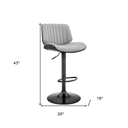 Gray And Black Fabric And Iron Adjustable Height Swivel Bar Chair HomeRoots