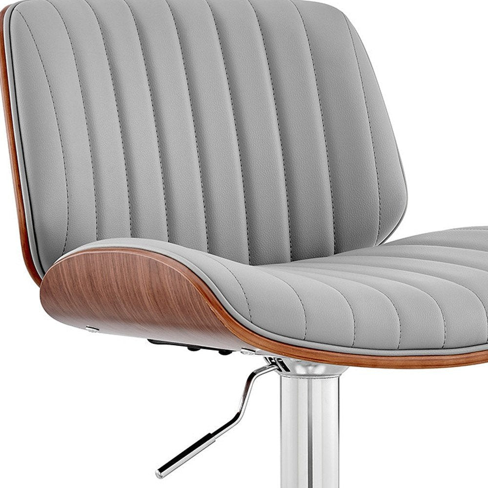 Gray And Silver Fabric And Iron Adjustable Height Swivel Bar Chair HomeRoots