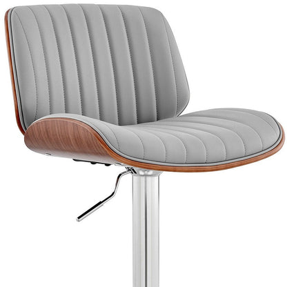 Gray And Silver Fabric And Iron Adjustable Height Swivel Bar Chair HomeRoots