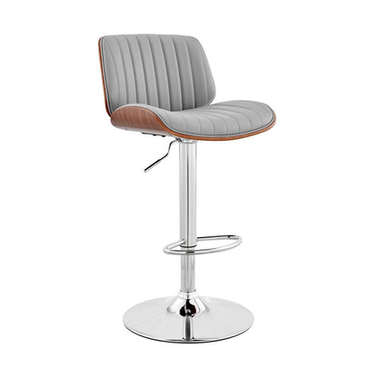 Gray And Silver Fabric And Iron Adjustable Height Swivel Bar Chair HomeRoots