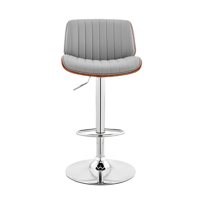 Gray And Silver Fabric And Iron Adjustable Height Swivel Bar Chair HomeRoots