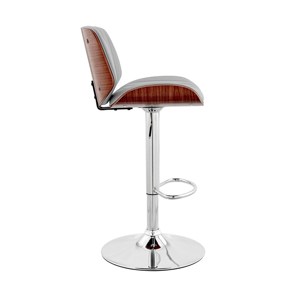 Gray And Silver Fabric And Iron Adjustable Height Swivel Bar Chair HomeRoots