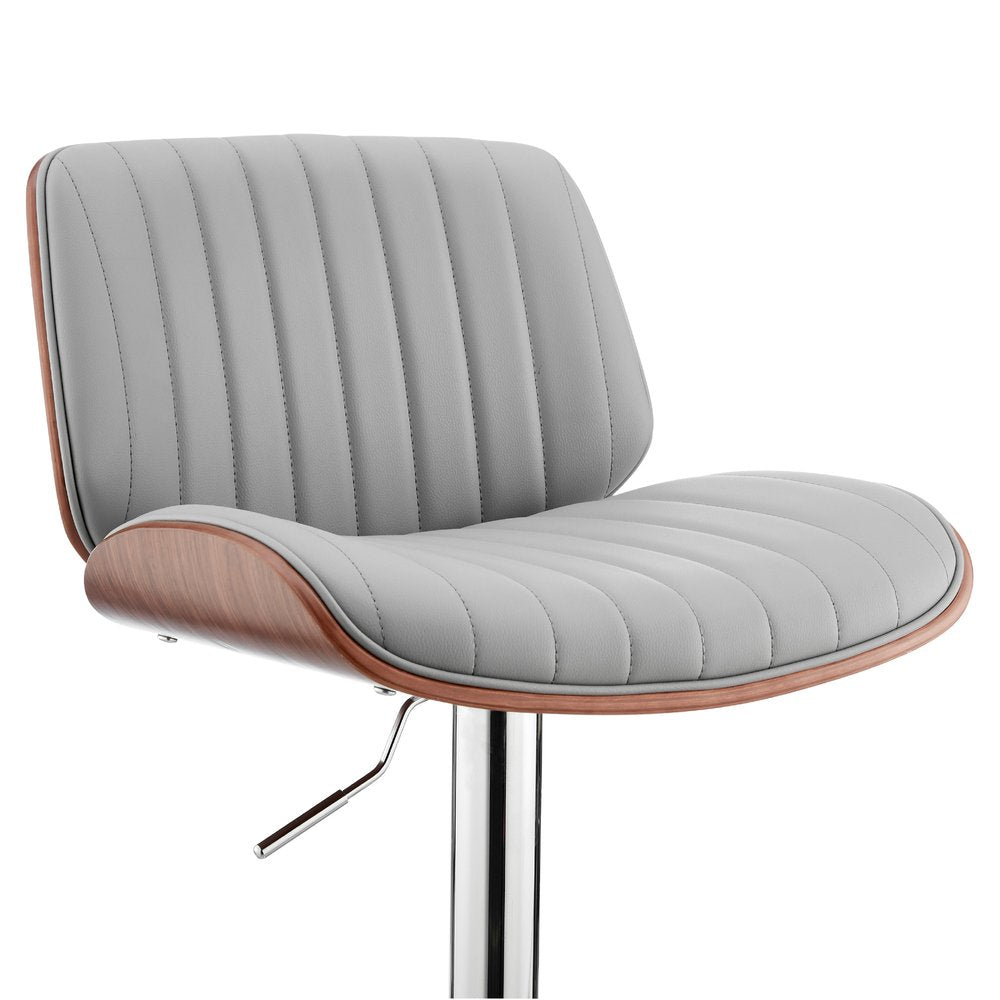 Gray And Silver Fabric And Iron Adjustable Height Swivel Bar Chair HomeRoots