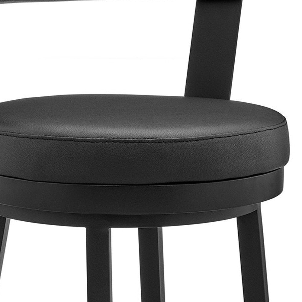26" Black Fabric And Iron Counter Height Swivel Bar Chair HomeRoots