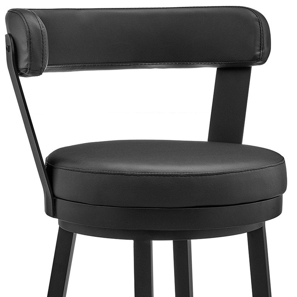 26" Black Fabric And Iron Counter Height Swivel Bar Chair HomeRoots