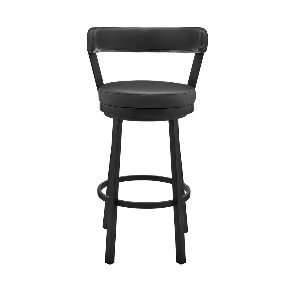 26" Black Fabric And Iron Counter Height Swivel Bar Chair HomeRoots