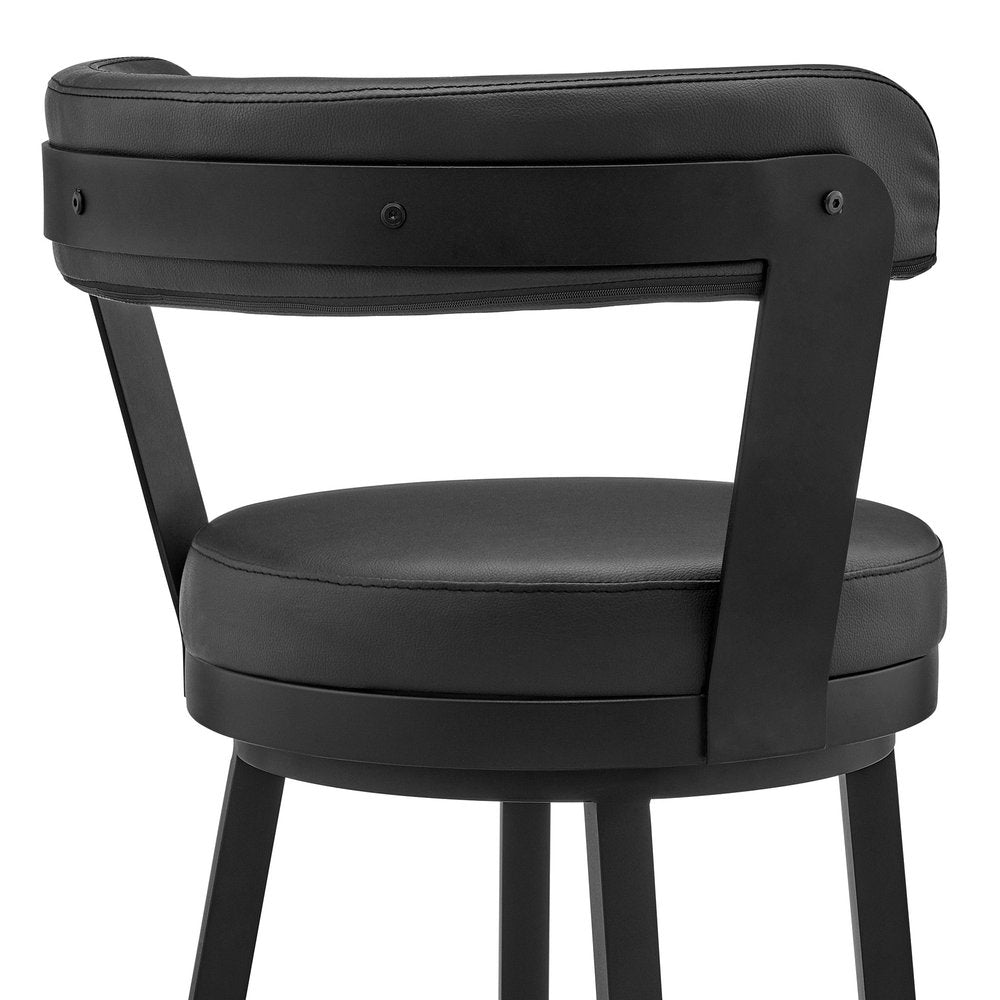 26" Black Fabric And Iron Counter Height Swivel Bar Chair HomeRoots