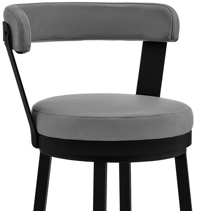 26" Gray And Black Fabric And Iron Counter Height Swivel Bar Chair HomeRoots