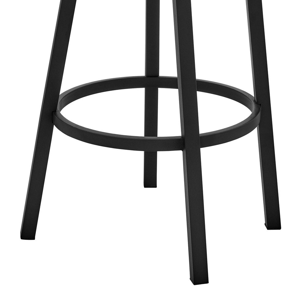 30" Gray And Black Fabric And Iron Bar Height Swivel Bar Chair HomeRoots