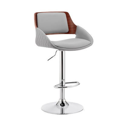 Gray And Silver Fabric And Iron Low Back Adjustable Height Swivel Bar Chair HomeRoots