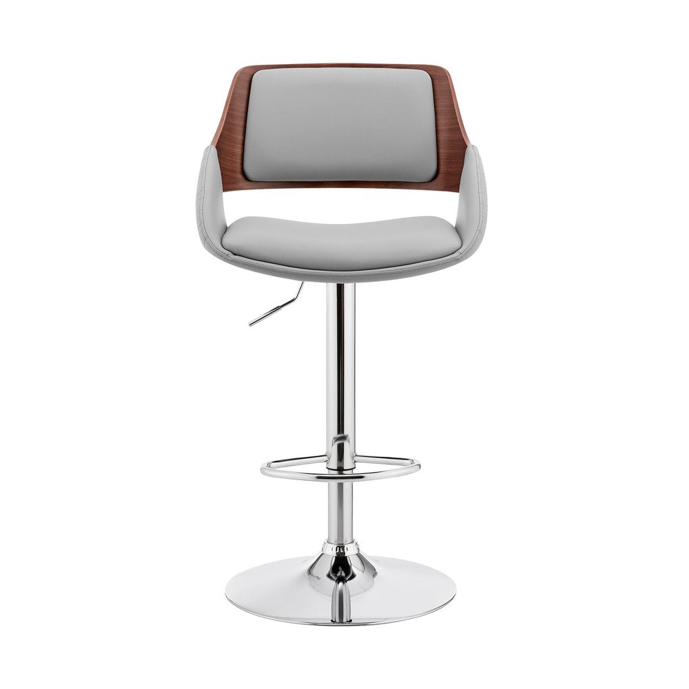Gray And Silver Fabric And Iron Low Back Adjustable Height Swivel Bar Chair HomeRoots