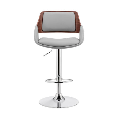 Gray And Silver Fabric And Iron Low Back Adjustable Height Swivel Bar Chair HomeRoots
