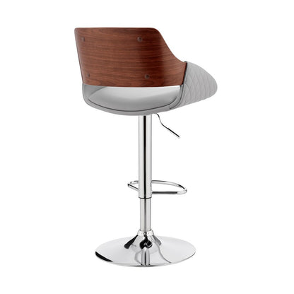 Gray And Silver Fabric And Iron Low Back Adjustable Height Swivel Bar Chair HomeRoots
