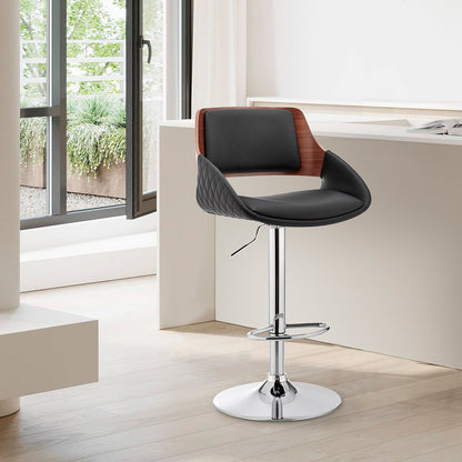 25" Black And Silver Iron Swivel Low Back Adjustable Height Bar Chair HomeRoots