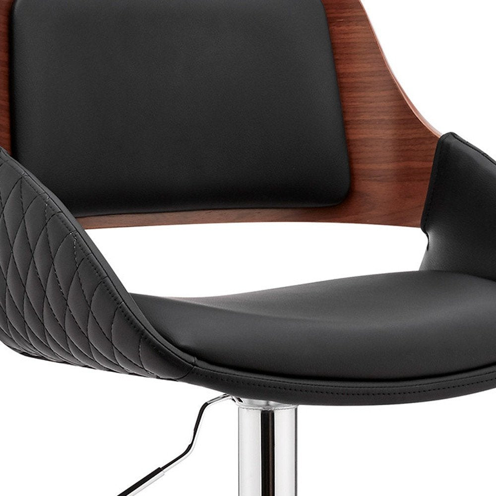25" Black And Silver Iron Swivel Low Back Adjustable Height Bar Chair HomeRoots
