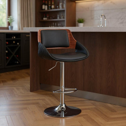 Black And Silver Fabric And Iron Low Back Adjustable Height Swivel Bar Chair HomeRoots