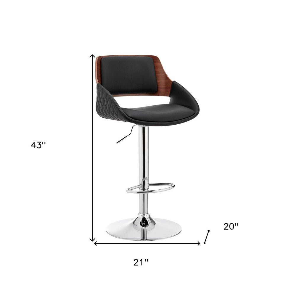 25" Black And Silver Iron Swivel Low Back Adjustable Height Bar Chair HomeRoots