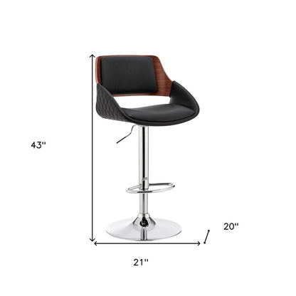 25" Black And Silver Iron Swivel Low Back Adjustable Height Bar Chair HomeRoots
