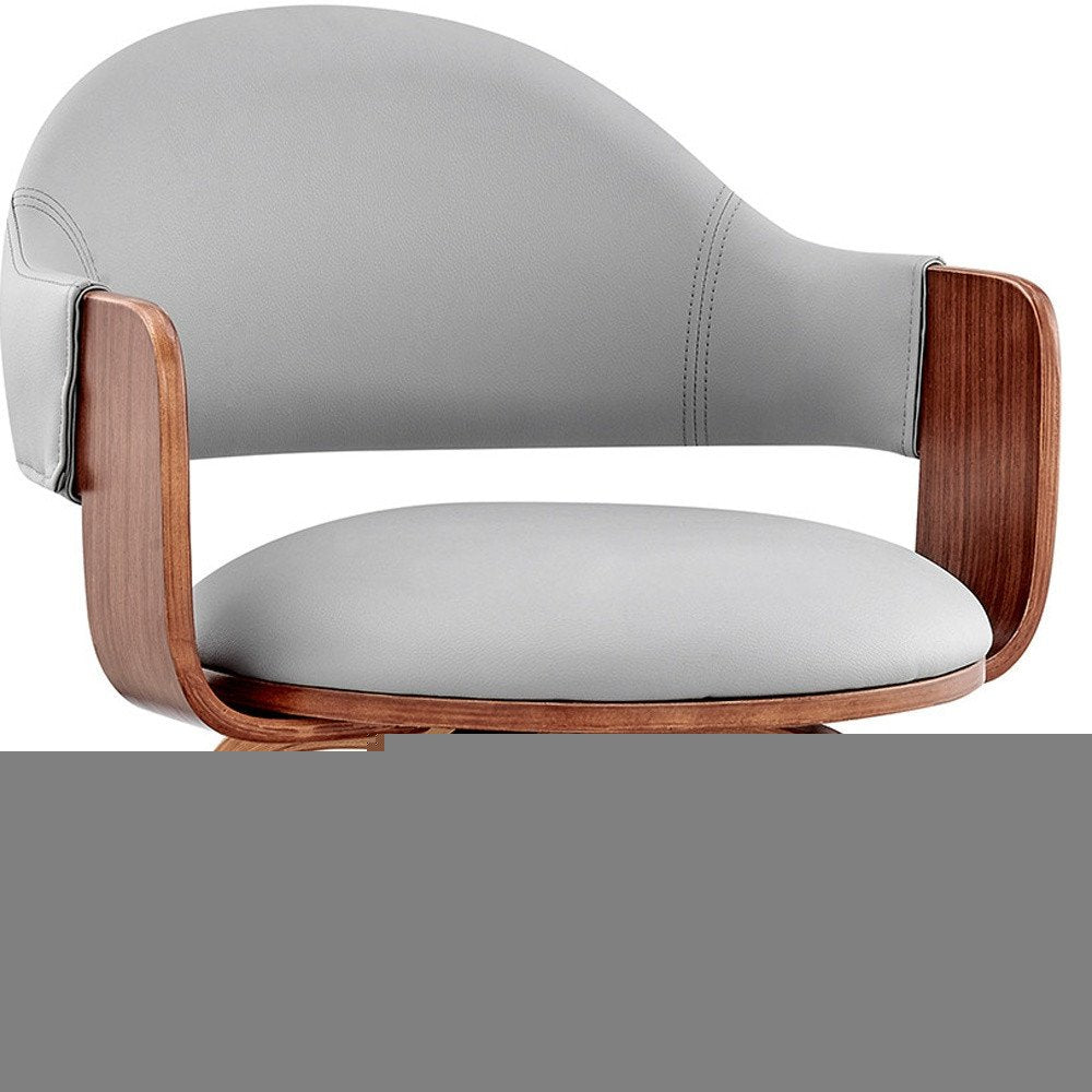 30" Gray And Brown Swivel Low Back Bar Height Bar Chair HomeRoots
