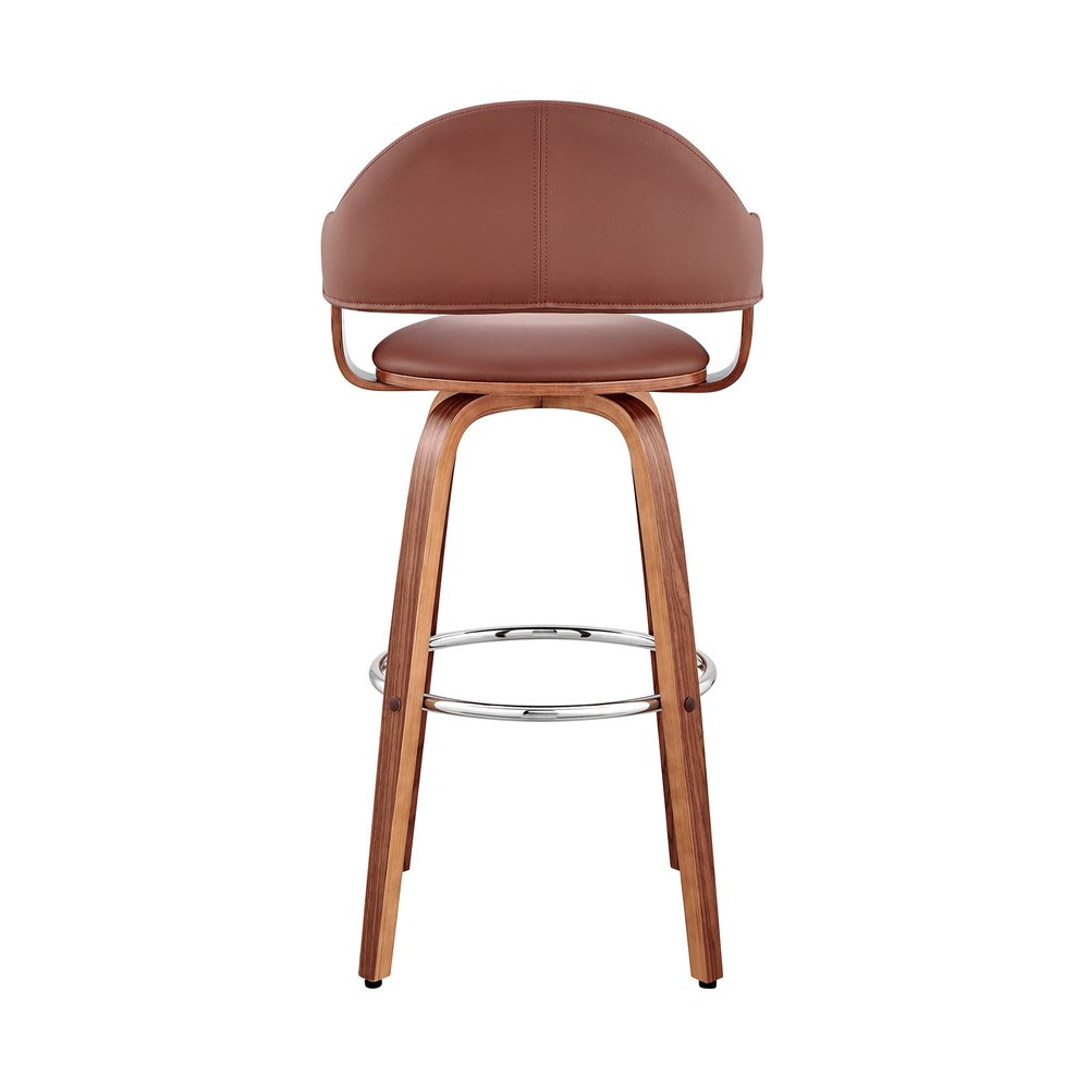 26" Brown Fabric And Wood Low Back Counter Height Swivel Bar Chair HomeRoots