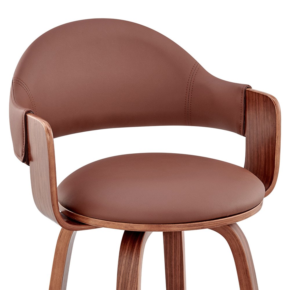 26" Brown Fabric And Wood Low Back Counter Height Swivel Bar Chair HomeRoots