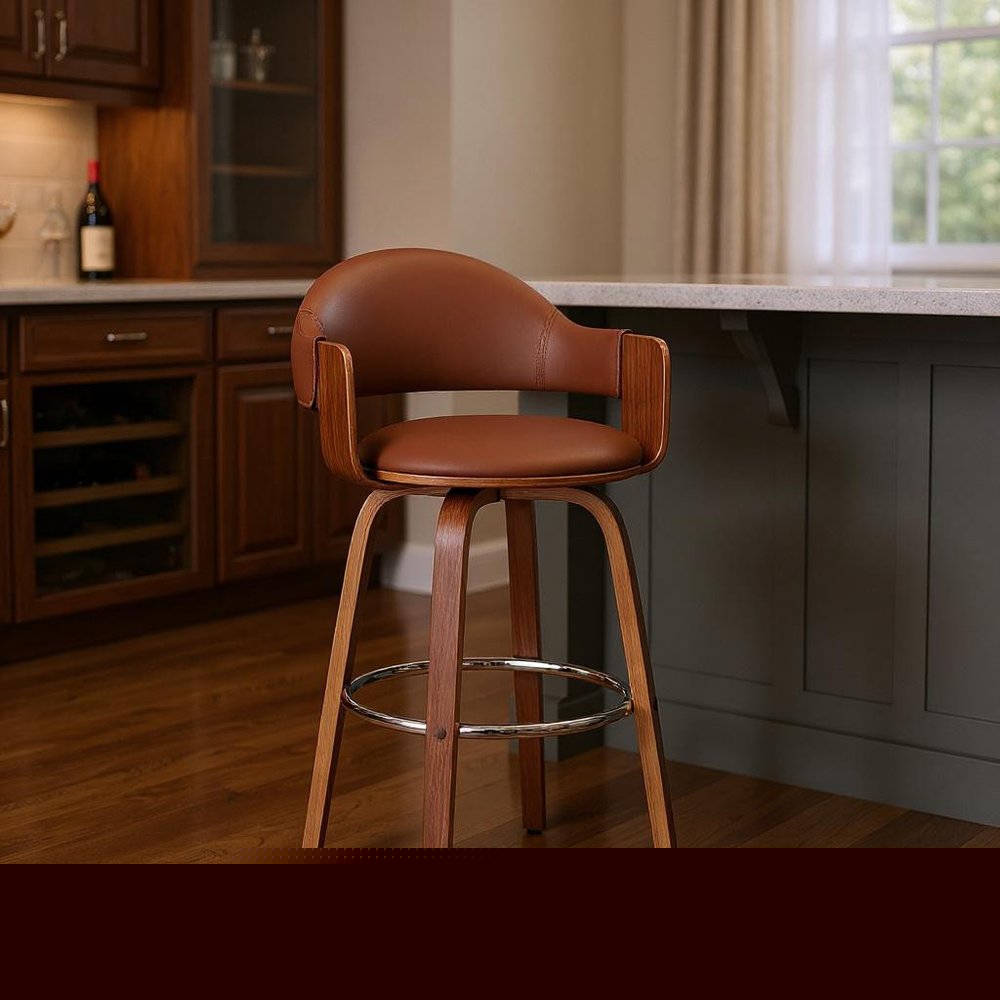 30" Brown Swivel Low Back Bar Height Bar Chair HomeRoots