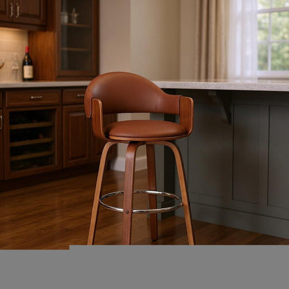 30" Brown Swivel Low Back Bar Height Bar Chair HomeRoots