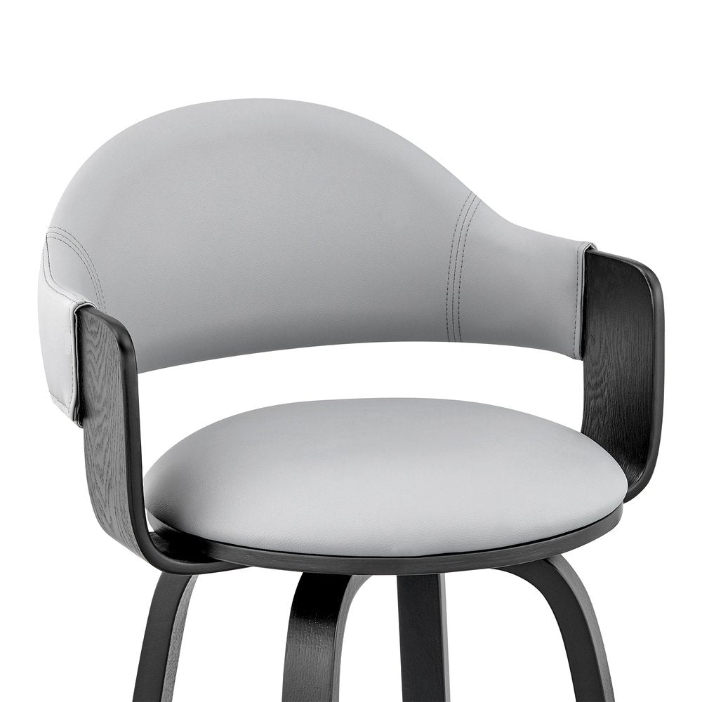 26" Gray And Black Fabric And Iron Low Back Counter Height Swivel Bar Chair HomeRoots