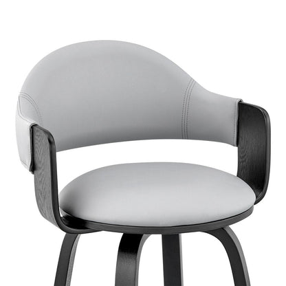 26" Gray And Black Fabric And Iron Low Back Counter Height Swivel Bar Chair HomeRoots