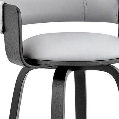 26" Gray And Black Fabric And Iron Low Back Counter Height Swivel Bar Chair HomeRoots