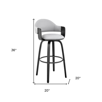 26" Gray And Black Fabric And Iron Low Back Counter Height Swivel Bar Chair HomeRoots