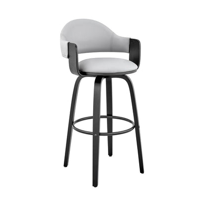30" Gray And Black Fabric And Iron Low Back Bar Height Swivel Bar Chair HomeRoots