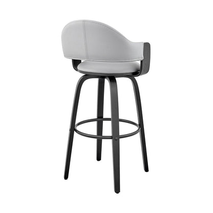 30" Gray And Black Fabric And Iron Low Back Bar Height Swivel Bar Chair HomeRoots