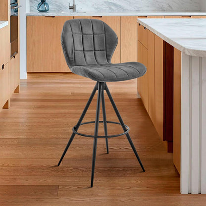 27" Charcoal And Black Iron Counter Height Bar Chair HomeRoots