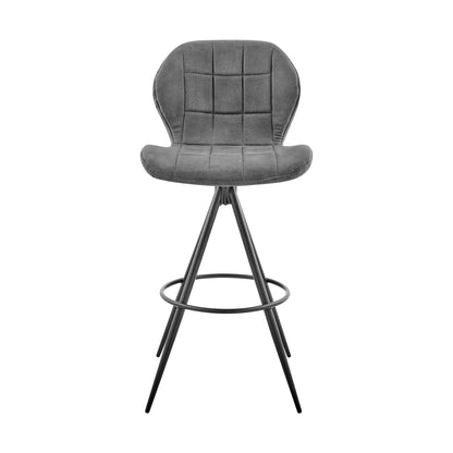 27" Charcoal And Black Iron Counter Height Bar Chair