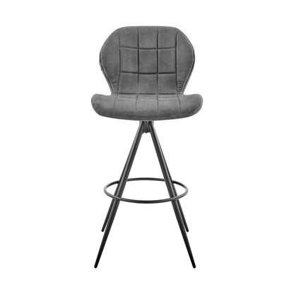 27" Charcoal And Black Fabric Microfiber And Microsuede And Iron Counter Height Bar Chair HomeRoots