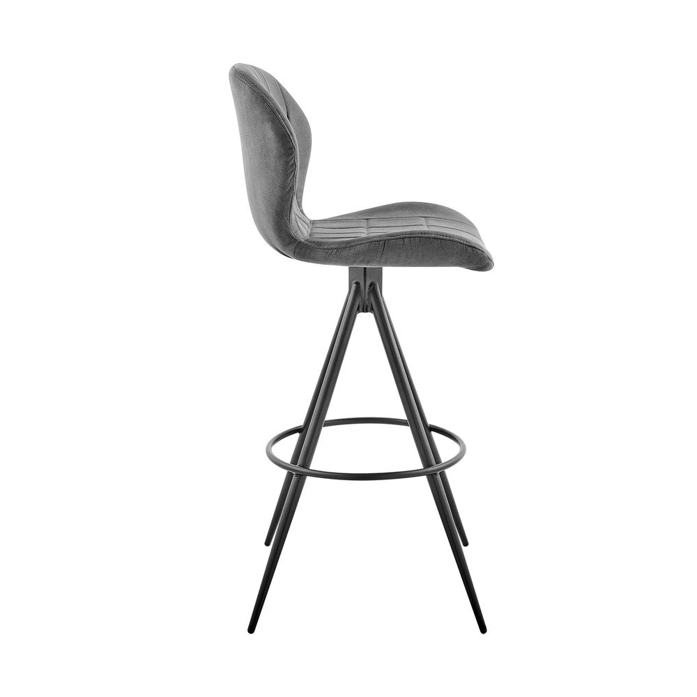 27" Charcoal And Black Iron Counter Height Bar Chair HomeRoots