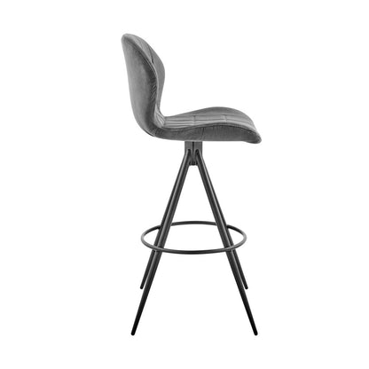 27" Charcoal And Black Iron Counter Height Bar Chair HomeRoots