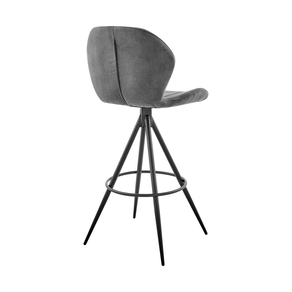 27" Charcoal And Black Iron Counter Height Bar Chair HomeRoots