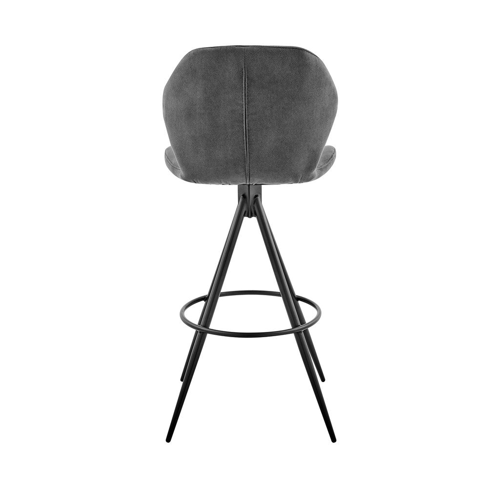 27" Charcoal And Black Iron Counter Height Bar Chair HomeRoots